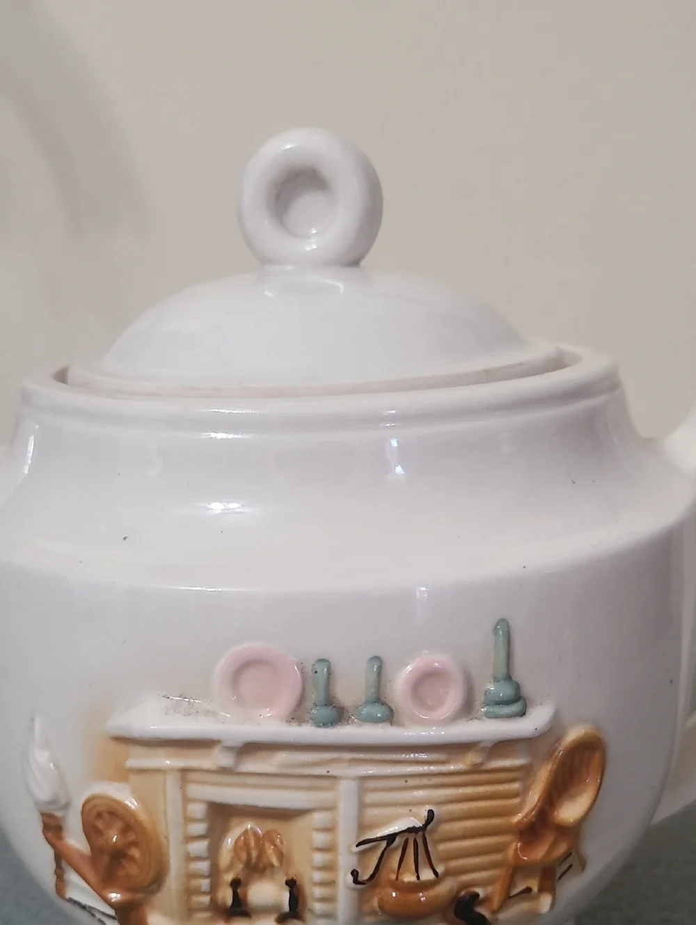 Vintage Porcelier Hearth‎ Scene Teapot - Hand Painted